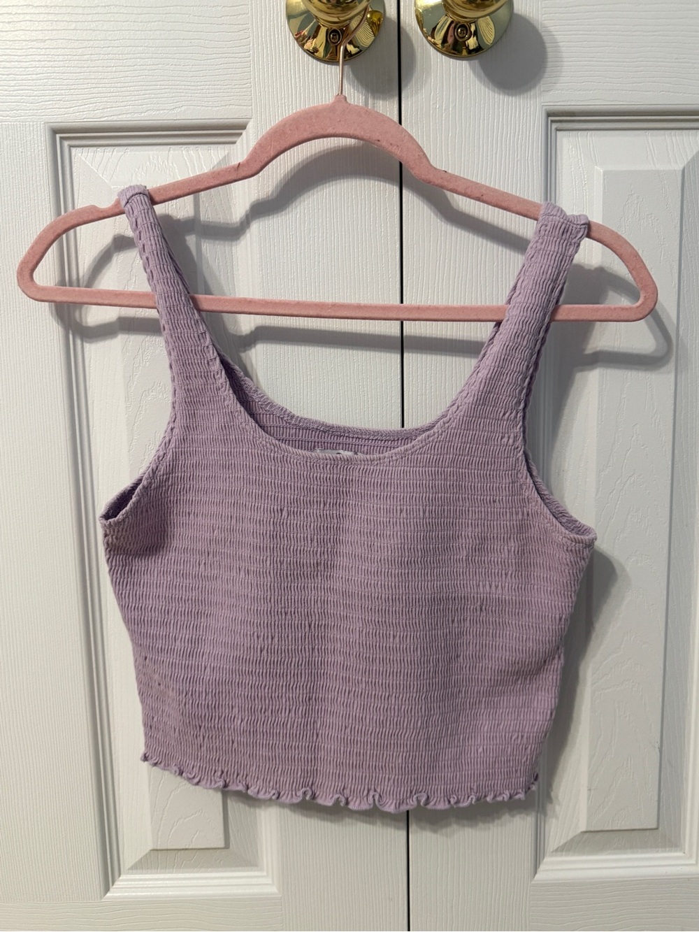Hollister Lilac Ribbed Lettuce-Hem Crop Tank